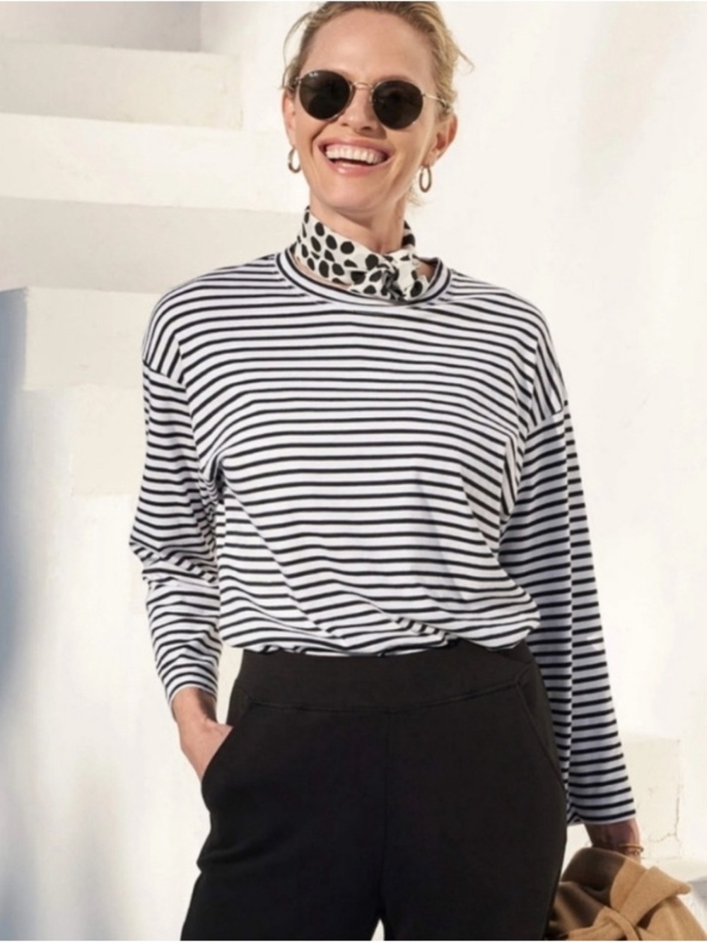 AYR The French Fry Tee in Black White Stripe  | sz S